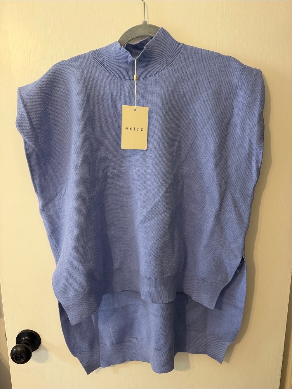 entro women’s L Periwinkle Mock Neck Hi Lo Sweater Tunic